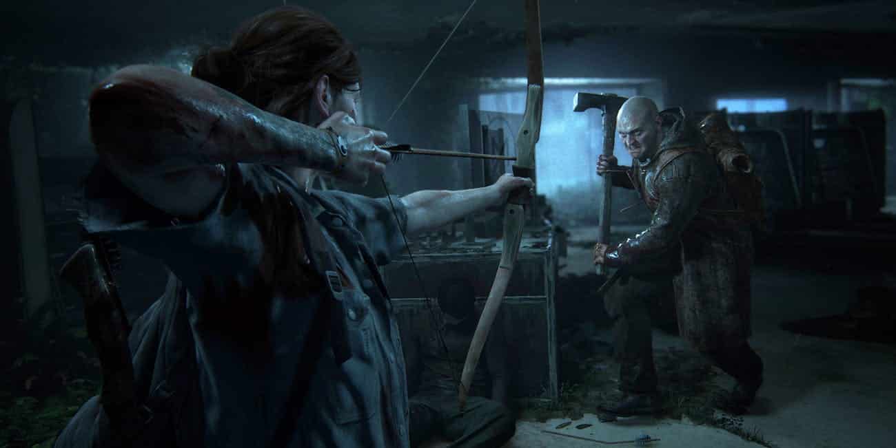 Screenshot of women holding bow in The Last of Us