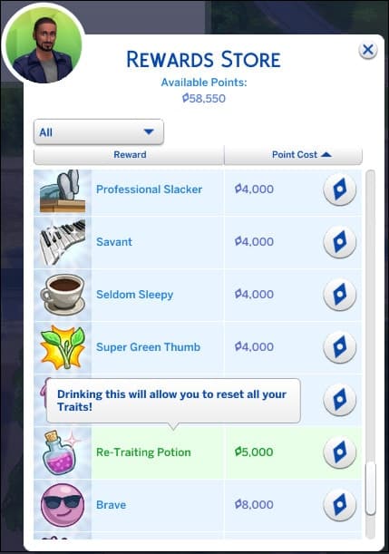 the sims 4 re-traiting potion
