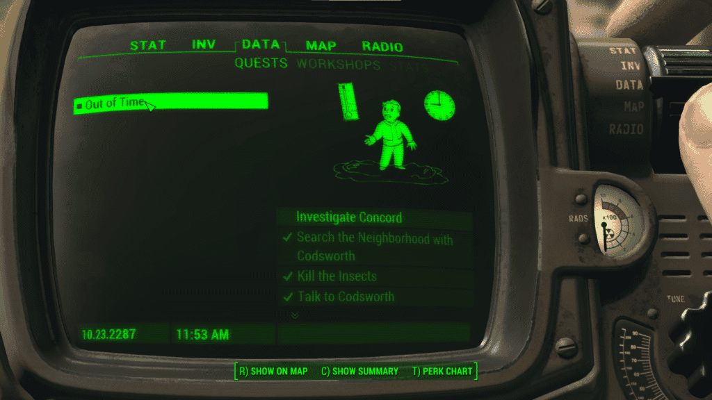 "Out of Time" questline in the PipBoy