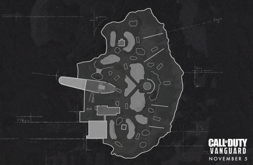 Blueprint of Gavutu Island map in Call of Duty: Vanguard