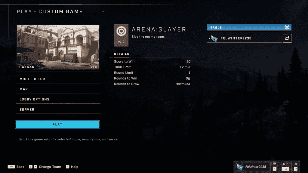 Halo Infinite, custom game mode menu