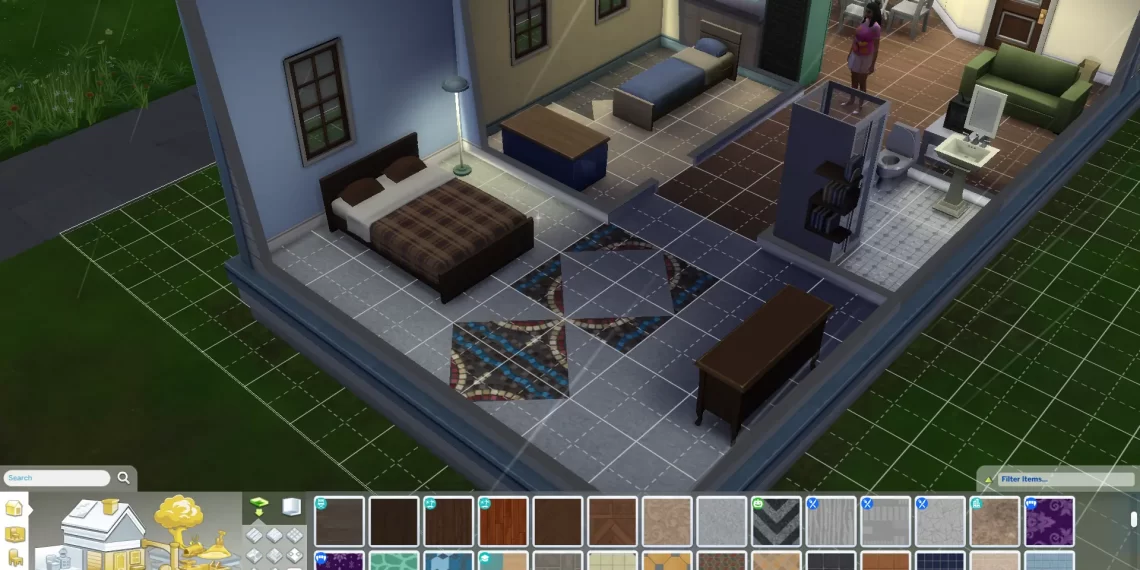 Examples of half tiles in The sims 4