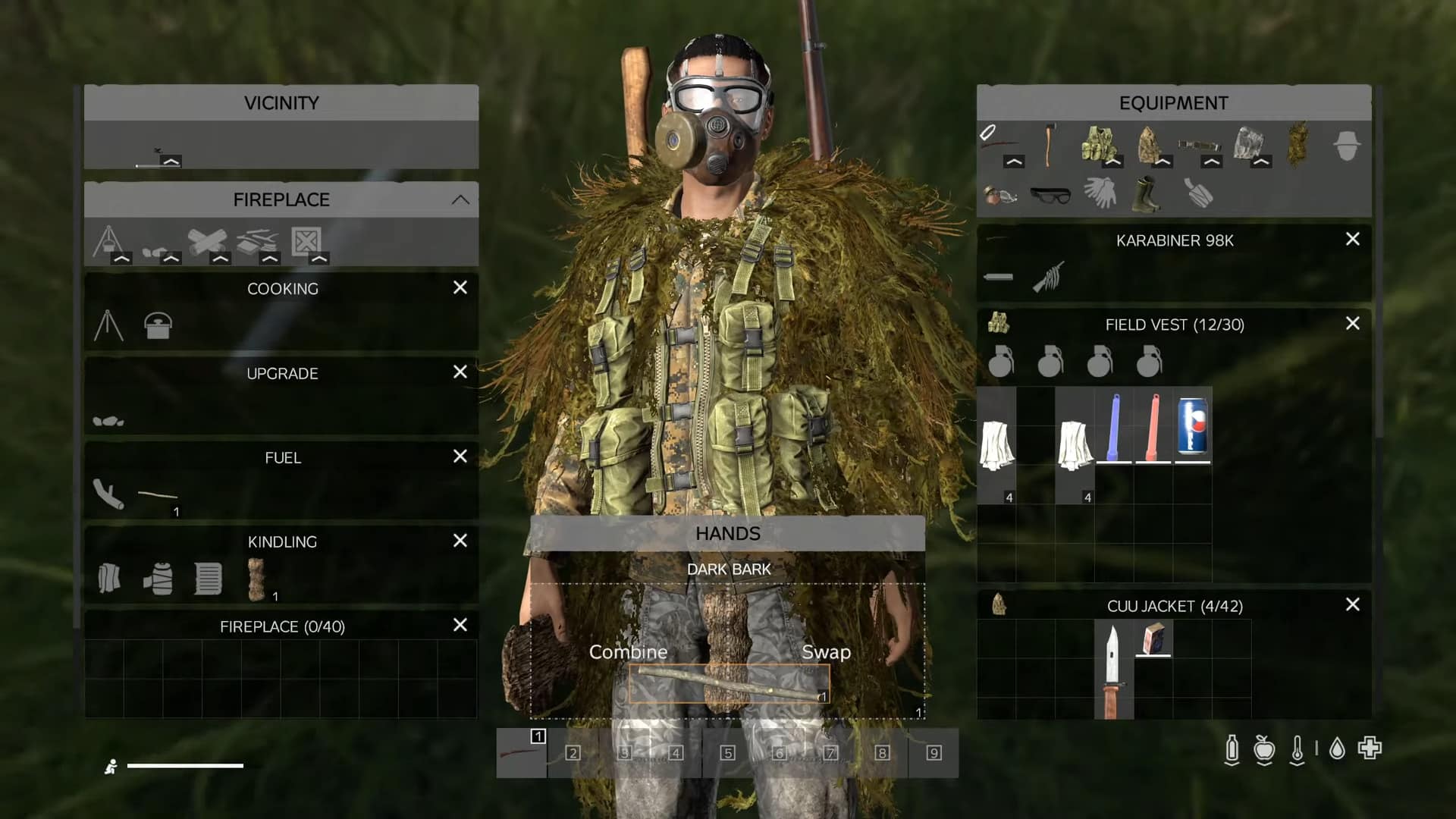 Combing sticks and bark in DayZ inventory