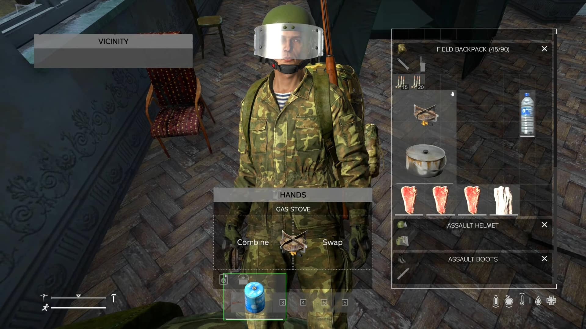 Combining the gas stove with gas cannister in DayZ crafting UI