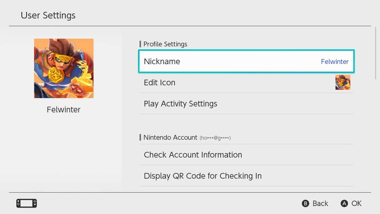 Changin your Switch profile's nickname 