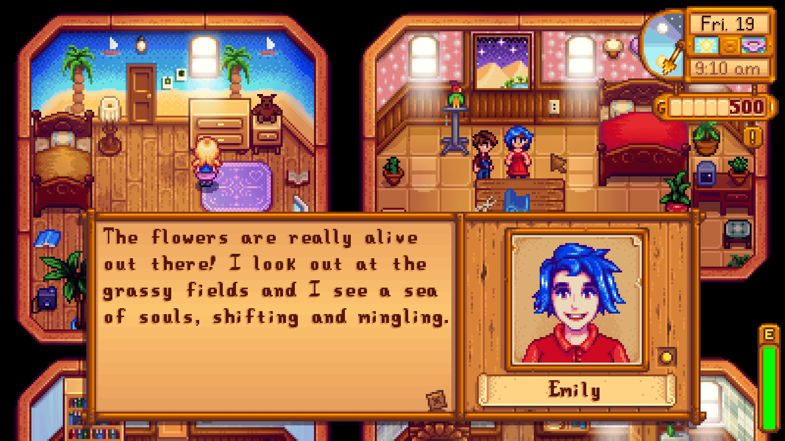 An example of the new dialogue with Emily