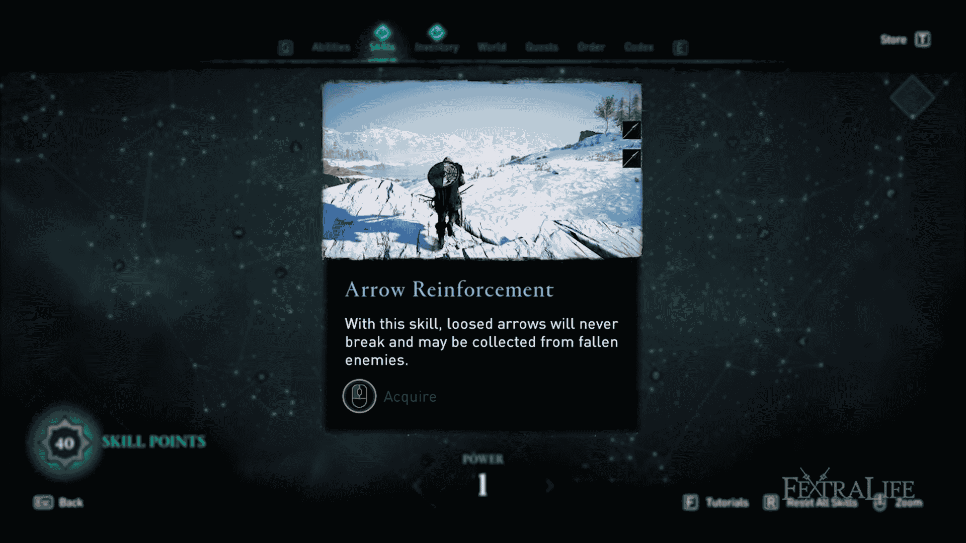 screenshot of Arrow Reinforcement skill in Assassins Creed Valhalla menu