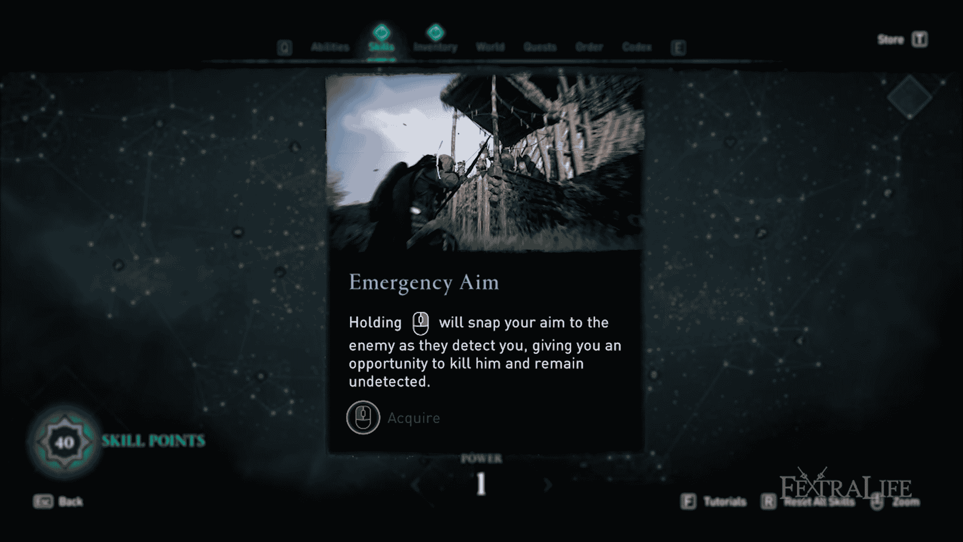 screenshot of Emergency Aim skill in Assassins Creed Valhalla menu