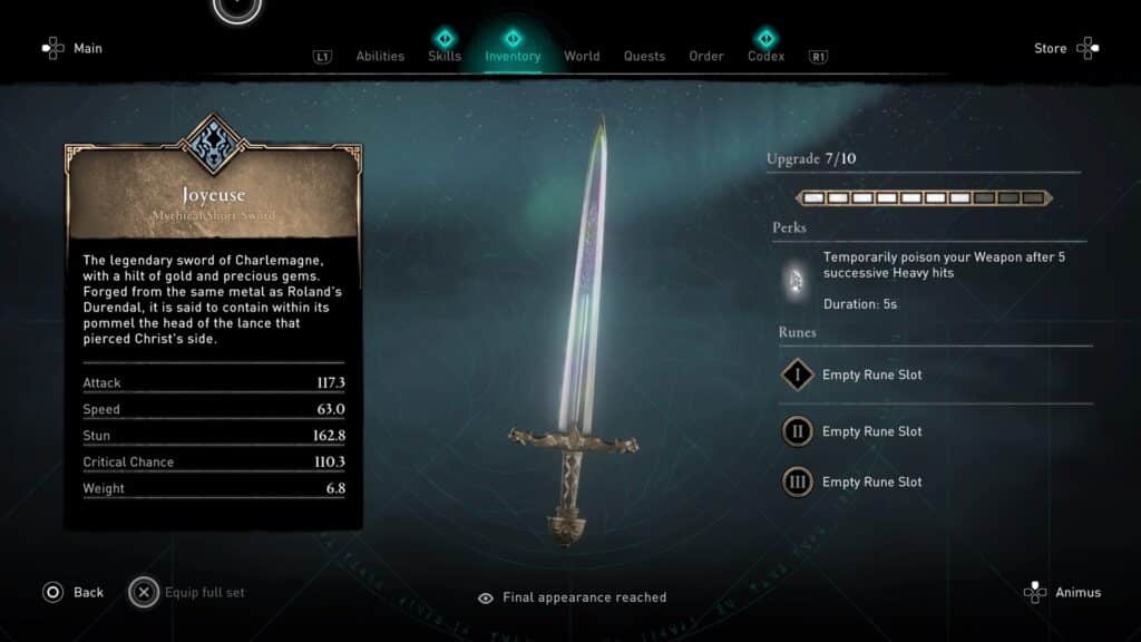 Joyeuse assassin's creed Valhalla swords
