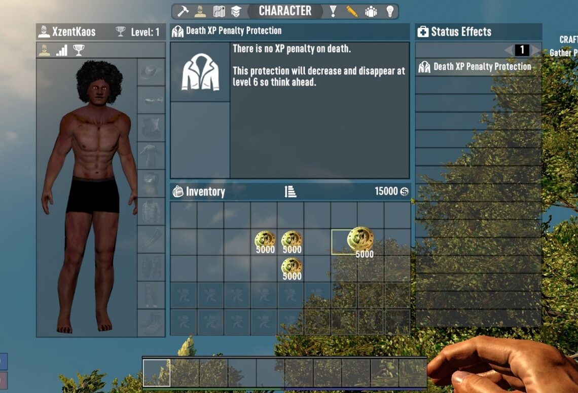 Screenshot of an inventory in 7 Days to Die with stacks splitted