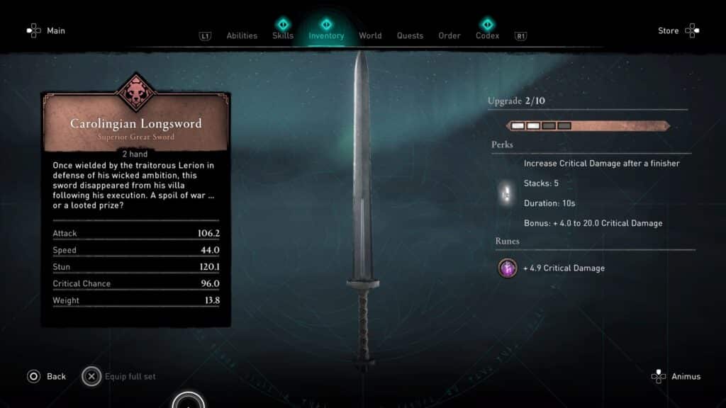 Caroligian assassin's creed Valhalla swords
