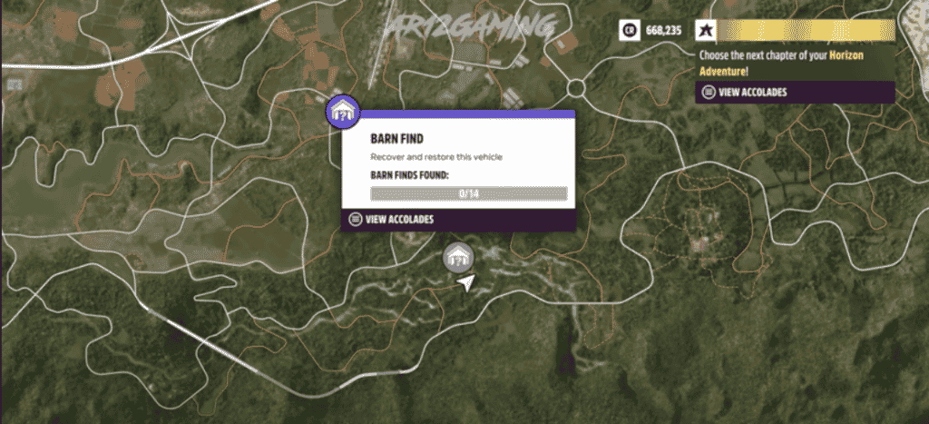 Forza Horizon 5 GMC Jimmy barn find location southeast of the Mexican ruins.