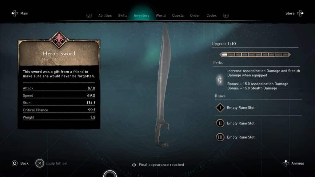 Héros sword assassin's creed Valhalla swords