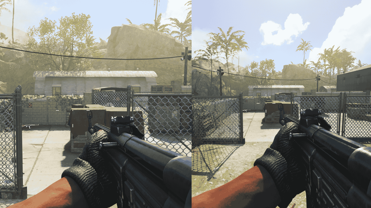 Comparison of 80 and 120 FOV settings in Warzone