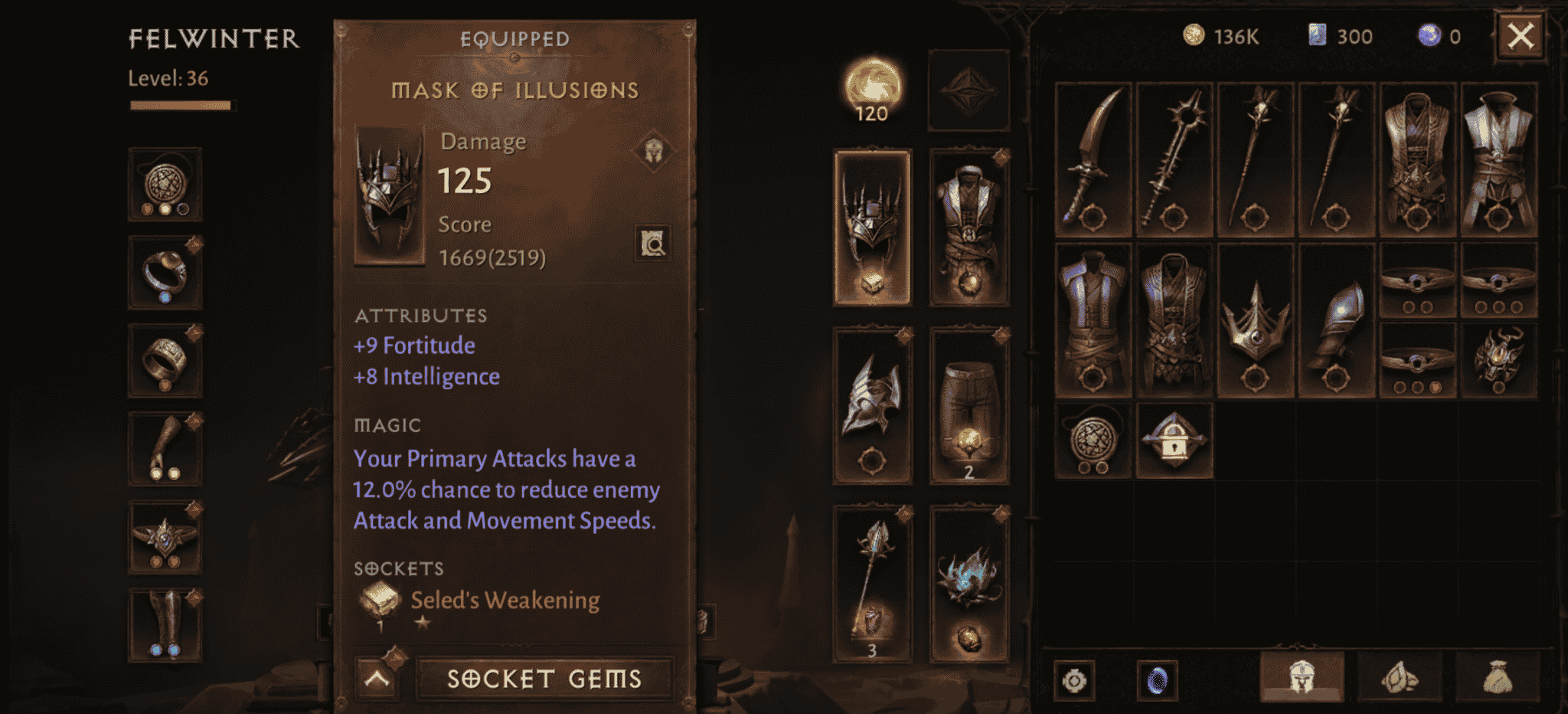 Legendary item in the inventory 