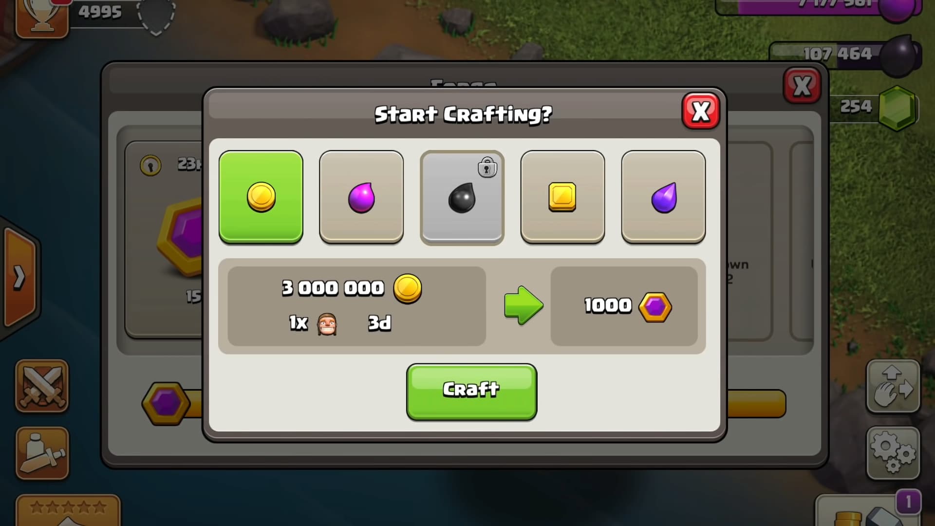 clash of clans capital gold crafting