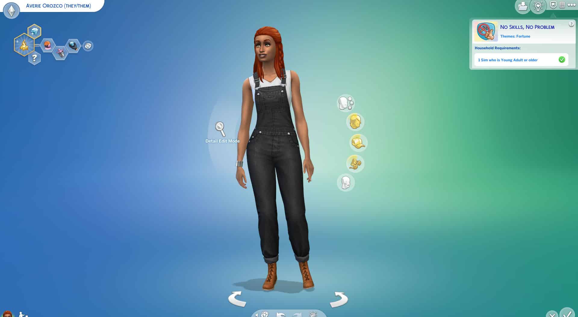 the sims 4 create a sim page adding traits to sims for the no skills no problem scenario