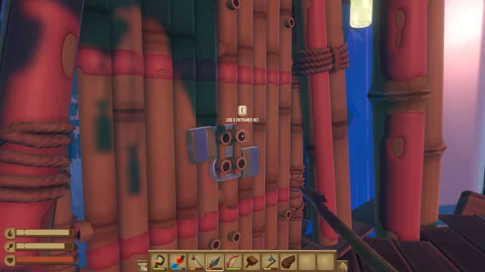 Raft's Utopia entrance door requiring two keys found after solving the puzzles