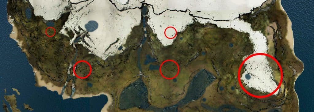Boar locations on The Forest map.